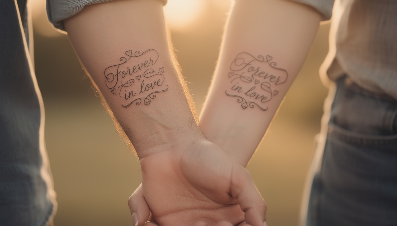 exprimez votre amour éternel avec une phrase d'amour en tatouage unique, personnalisée pour célébrer votre histoire et vos sentiments profonds.