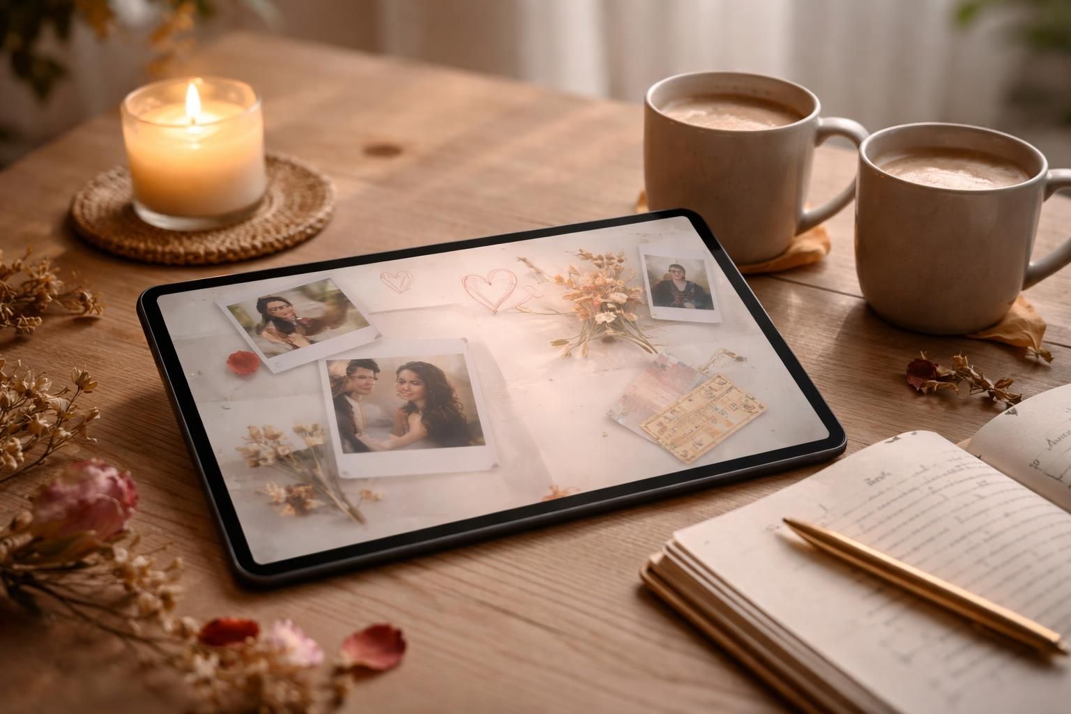 découvrez notre journal de couple numérique pour consigner vos rituels quotidiens et précieux souvenirs sur tablette tactile. partagez, créez et revivez vos moments complices en toute simplicité.